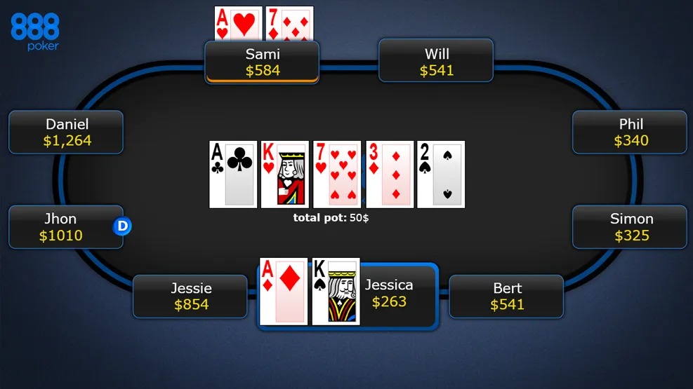 Reguli Texas Holdem poker - A7 vs AK